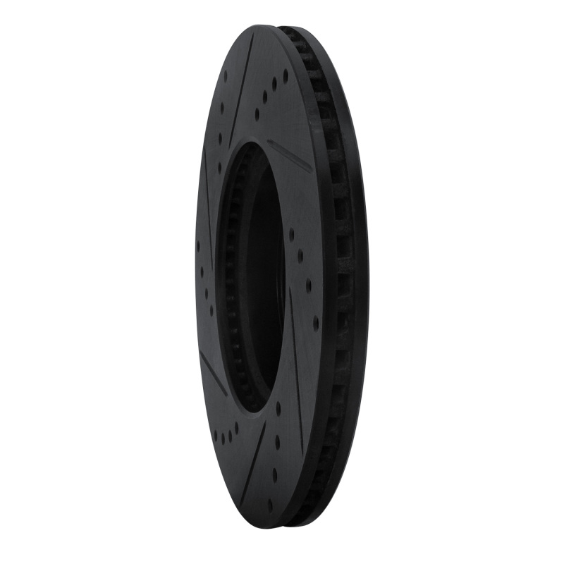 Toyota Yaris Brake Rotor (1) - Front Right - R1 Concepts - Drilled & Slotted - Black - `12-`18